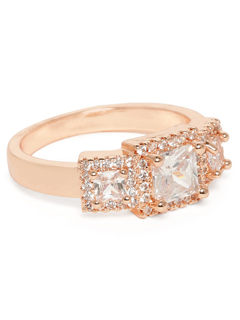 

Amavi Women Rose Gold-Toned Square Finger Ring
