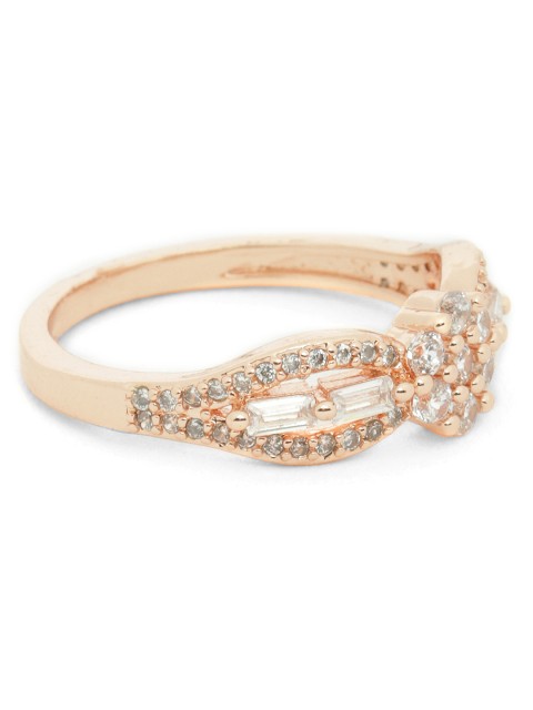 

Amavi Women Rose Gold-Toned Floral Finger Ring