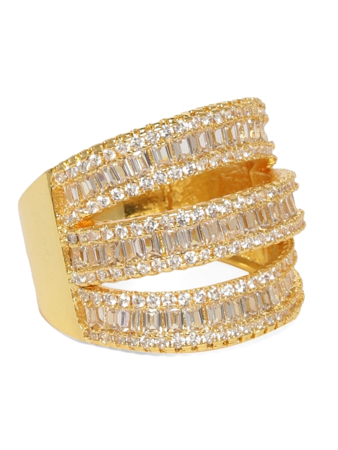 

Amavi Women Gold-Toned Layered Finger Ring