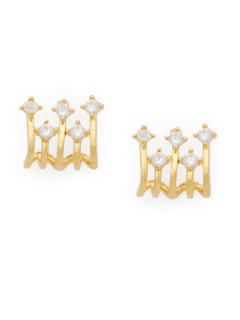 

Amavi Gold-Toned Stone Studded Contemporary Spike Studs