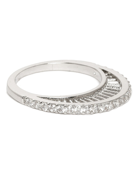 

Amavi Women Silver-Toned Rhodium Plated Finger Ring