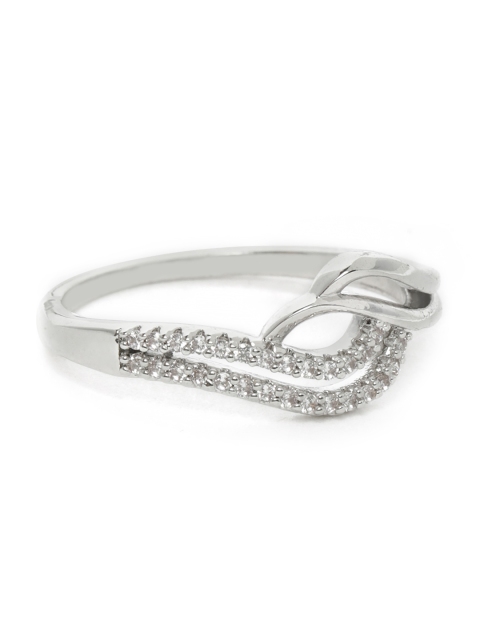 

Amavi Silver-Toned Rhodium Plated Stone Studded Finger Ring