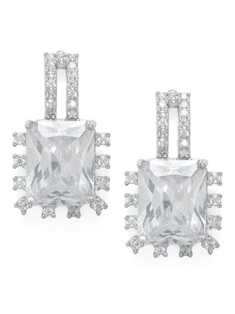 

Amavi Silver-Toned Rhodium Plated Geometric Drop Earrings