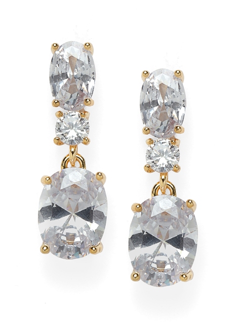 

Amavi Gold-Toned Rhodium Plated Contemporary Drop Earrings