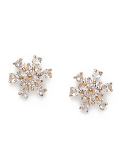 

Amavi Gold-Toned & White Rhodium Plated Floral Studs