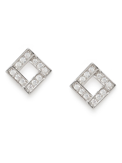 

Amavi Silver-Toned Rhodium-Plated Square Studs