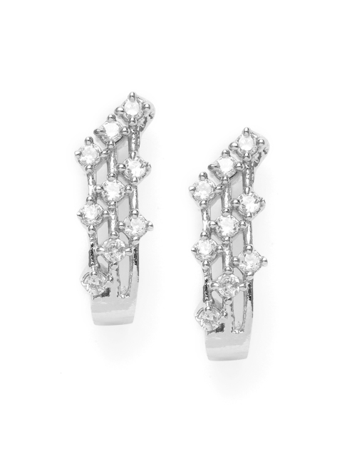 

Amavi Silver-Toned Rhodium Plated Contemporary Studs