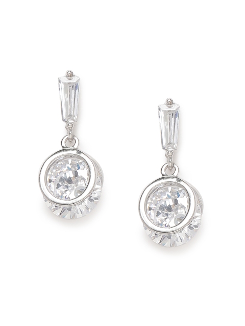

Amavi Silver-Toned Rhodium Plated Contemporary Drop Earrings