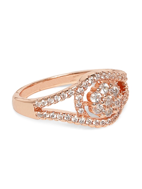 

Amavi Rose Gold-Toned Stone Studded Finger Ring