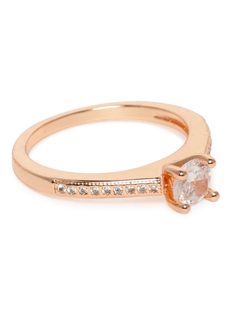 

Amavi Rose Gold-Toned Stone Studded Finger Ring