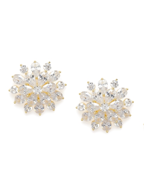 

Amavi Silver-Toned Rhodium Plated Floral Studs