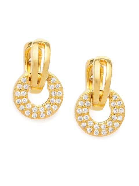 

Amavi Gold-Toned & White Circular Hoop Earrings