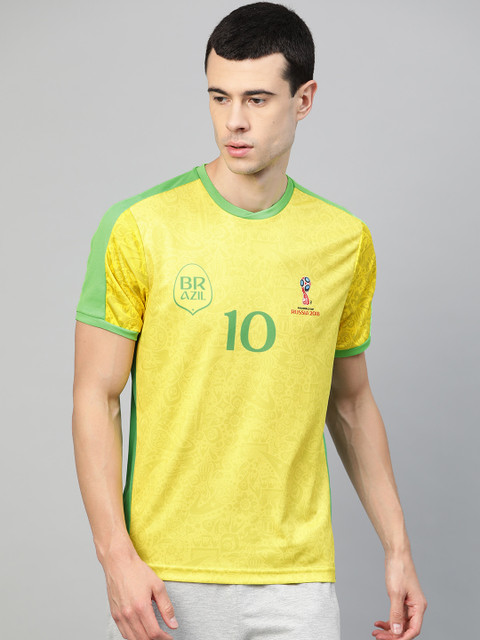 

Alcis Men Yellow & Green Varsity Printed Round Neck T-shirt