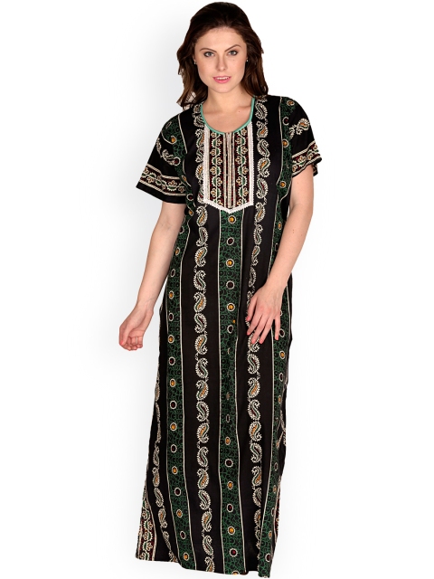 

Secret Wish Black Printed Maxi Nightdress NT-78