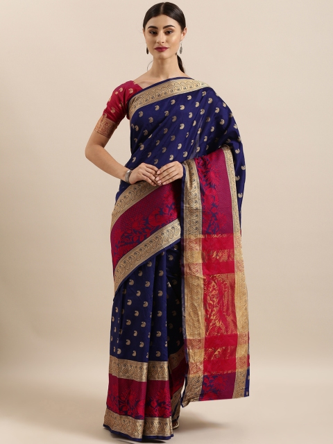 

KALINI Navy Blue & Golden Silk Cotton Woven Design Banarasi Saree