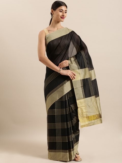 

KALINI Black & Beige Art Silk Checked Chettinad Saree