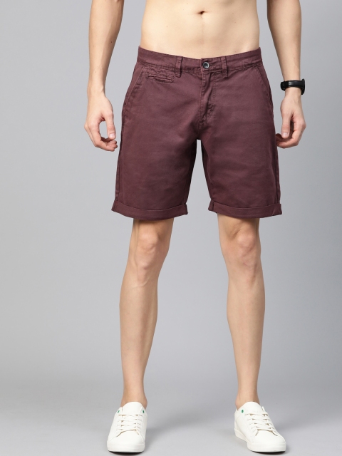 

Roadster Men Burgundy Solid Regular Fit Chino Shorts