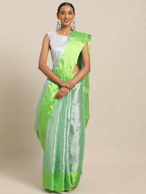 

aamna Green Solid Tissue Saree