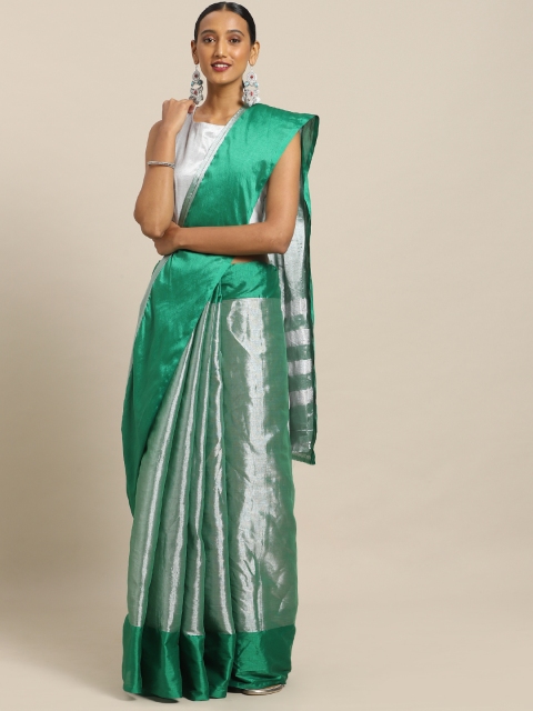 

aamna Green Solid Tissue Saree
