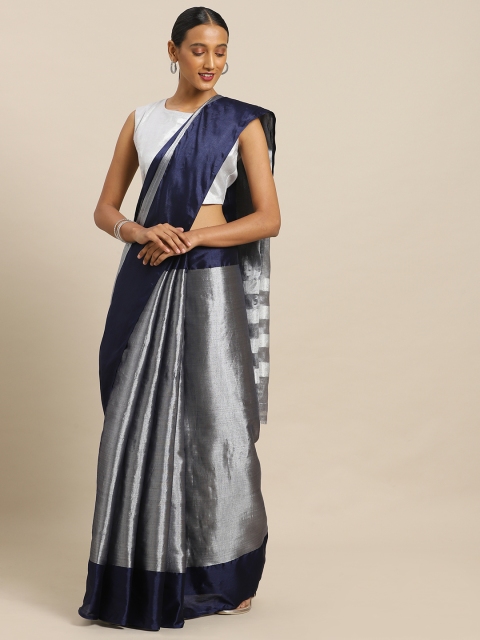 

aamna Blue Tissue Solid Venkatgiri Saree