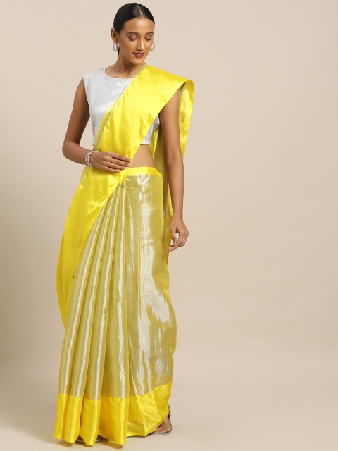 

aamna Yellow Tissue Solid Venkatgiri Saree