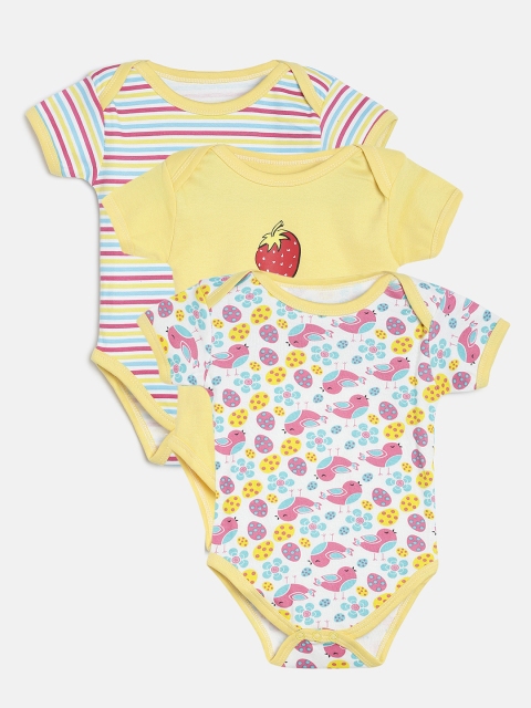 

BUMZEE Kids Pack of 3 Bodysuits, Yellow