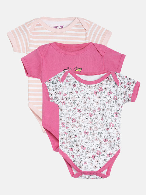 

BUMZEE Kids Pack of 3 Bodysuits, Pink