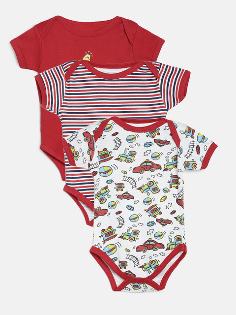 

BUMZEE Kids Pack of 3 Bodysuits, Red