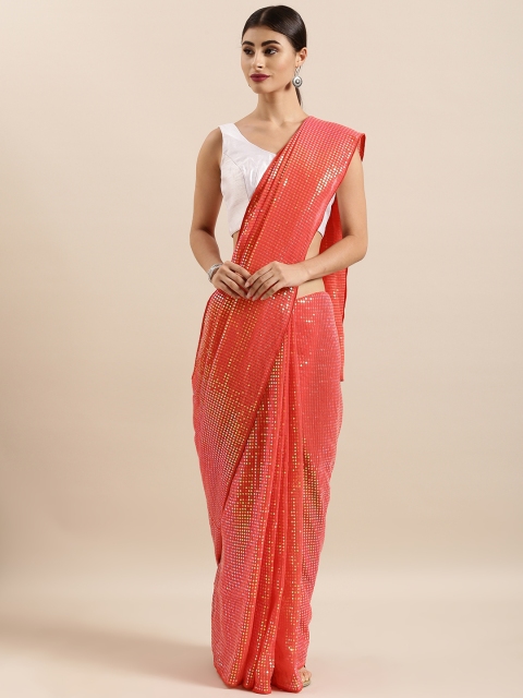 

Sugathari Red Embellished Poly Georgette Saree