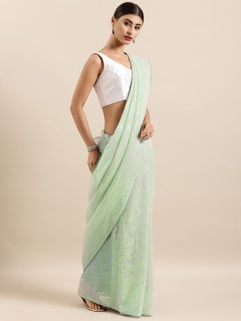 

Sugathari Sea Green Embellished Poly Georgette Saree