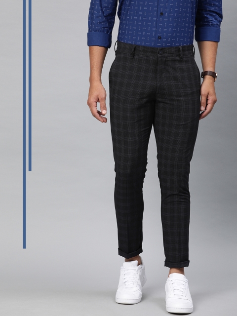 

Louis Philippe Ath.Work Men Black & Grey Slim Fit Checked Smart Casual Regular Trousers