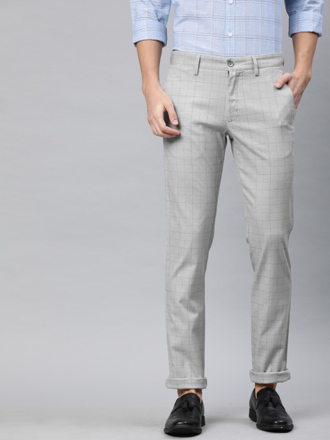 

Louis Philippe Sport Men Grey & Black Slim Fit Checked Regular Trousers