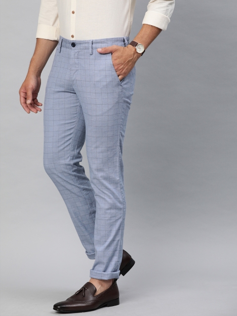 

Louis Philippe Sport Men Blue & Black Slim Fit Checked Regular Trousers