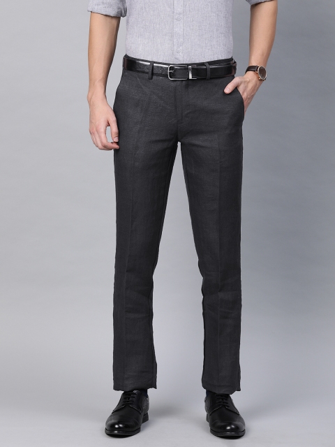 

Louis Philippe Men Black Slim Fit Solid Formal Trousers