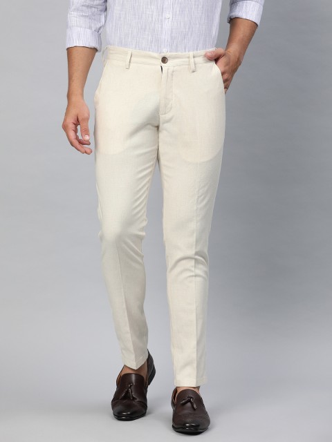 

Louis Philippe Sport Men Cream-Coloured Slim Fit Solid Regular Trousers