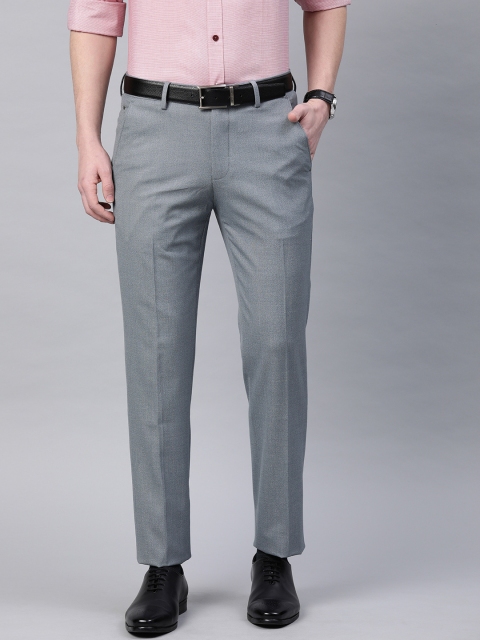 

Louis Philippe Men Grey Slim Fit Solid Formal Trousers