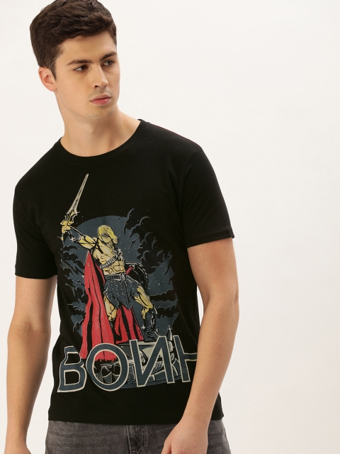 

ARISE Men Black Sparta Printed Round Neck Bio-Finish T-shirt