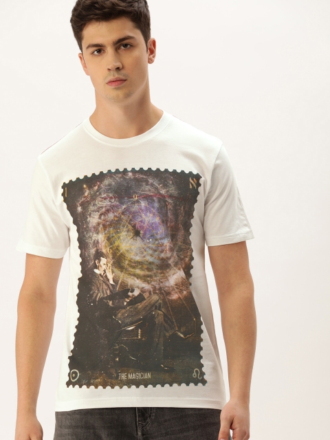 

ARISE Men White Tesla Graphic Printed Round Neck Bio-Finish T-shirt
