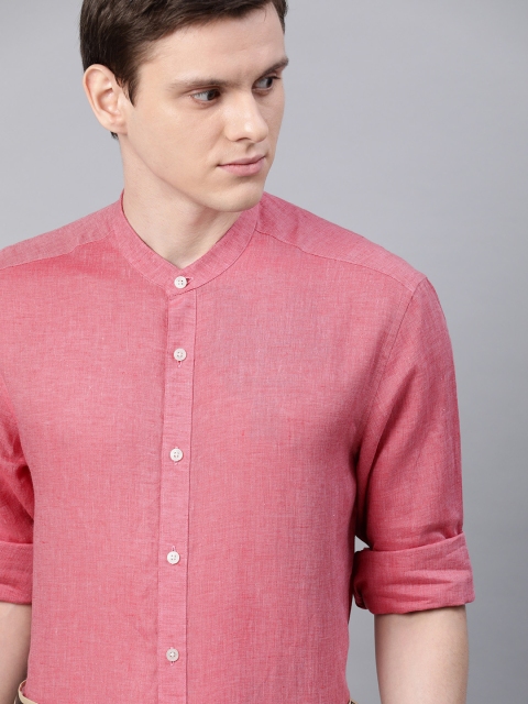

Louis Philippe Men Pink Slim Fit Solid Formal Linen Shirt