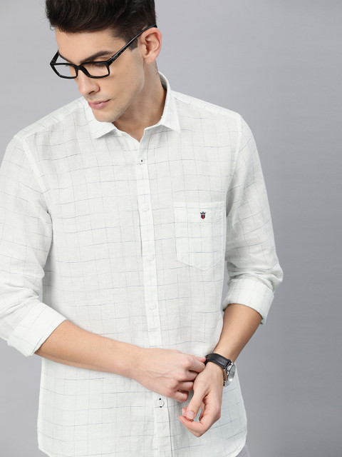 

Louis Philippe Sport Men White & Blue Super Slim Fit Checked Casual Shirt