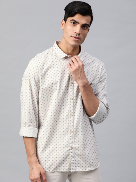

Louis Philippe Jeans Men Off-White Super Slim Fit Printed Casual Shirt