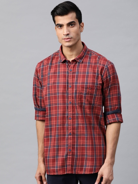 

Louis Philippe Jeans Men Red & Navy Blue Super Slim Fit Checked Casual Shirt