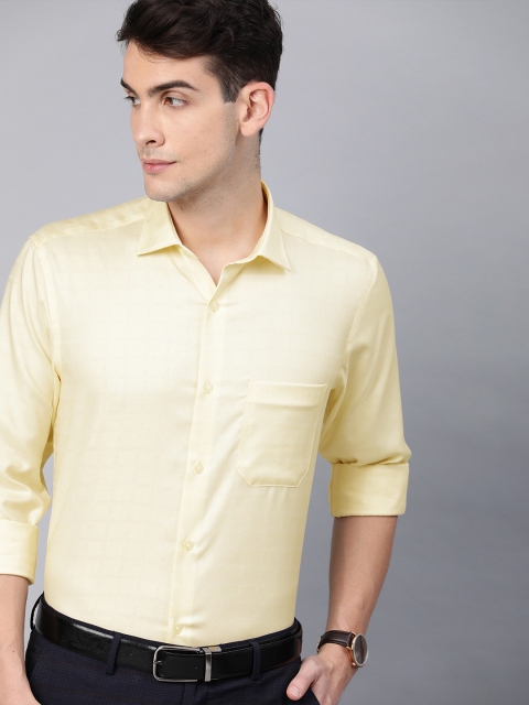 

Louis Philippe Men Yellow Slim Fit Self-Checked Formal Shirt