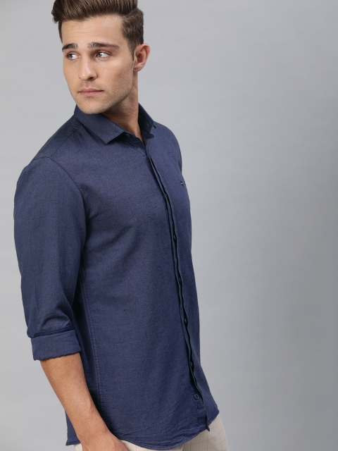

Louis Philippe Sport Men Navy Blue Super Slim Fit Solid Casual Shirt