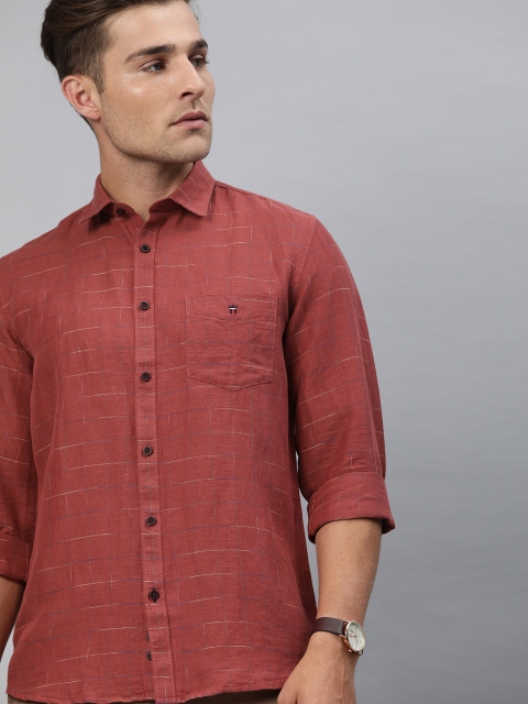 

Louis Philippe Sport Men Rust Red & Blue Super Slim Fit Checked Casual Shirt