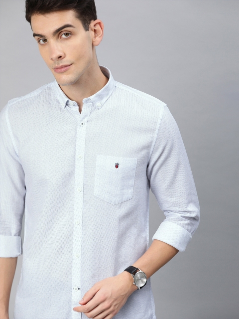 

Louis Philippe Sport Men White & Blue Super Slim Fit Printed Casual Shirt