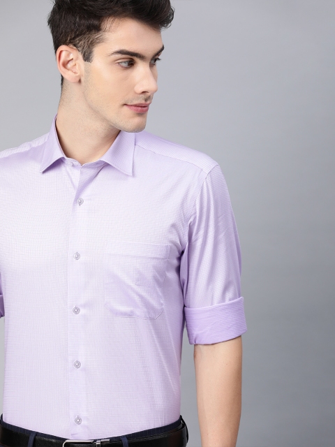 

Louis Philippe Men Purple & White Slim Fit Checked Formal Shirt