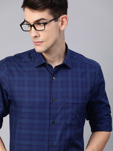 

Louis Philippe Men Navy Blue Slim Fit Checked Formal Shirt
