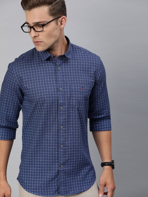 

Louis Philippe Sport Men Navy Blue & White Super Slim Fit Checked Casual Shirt