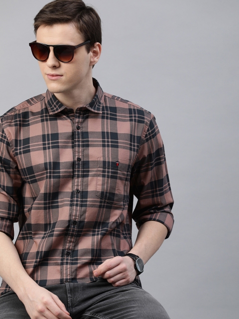 

Louis Philippe Jeans Men Brown & Black Super Slim Fit Checked Casual Shirt